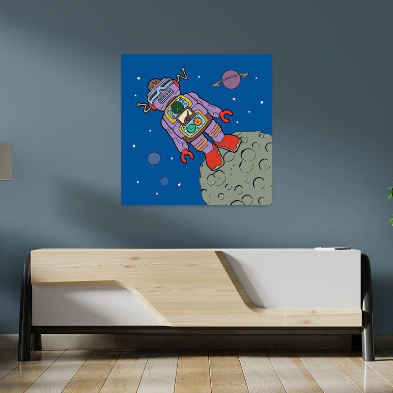 Asteroïde bot abstrait paysage urbain contemporain, H 36 po x l 36 po