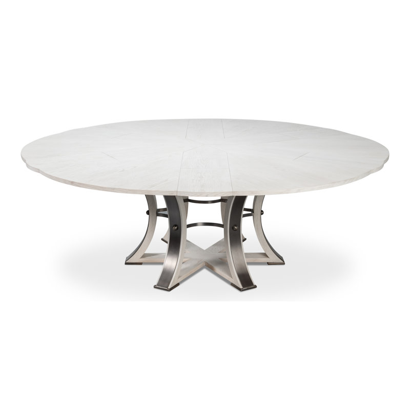 Tower Round Solid Oak Dining Table, Working White/Hammered