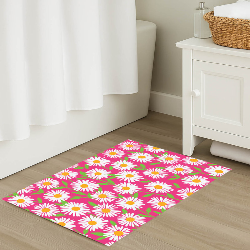 Tapis de bain Sweet Daisy, Rose vif, Simple - L 24 po x l 21 po