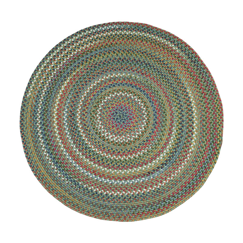 Tapis géométrique tressé à la main Orval, Rond 8 pi, Vert