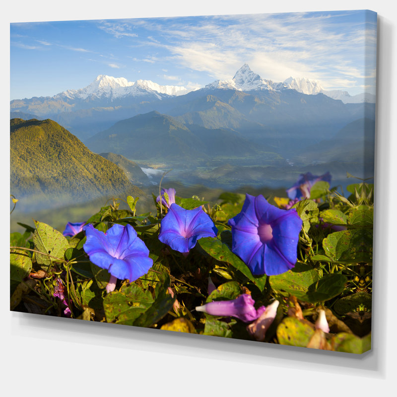 " Stunning Mountain Terrain With Flowers ", 30" H x 40" W x 1" D