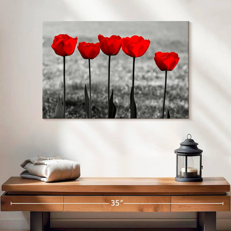 Harnek Five Red Tulips, 16" H x 24" W