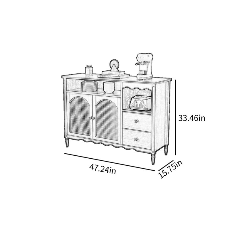 Vitrine en rotin mi-antique, Noir