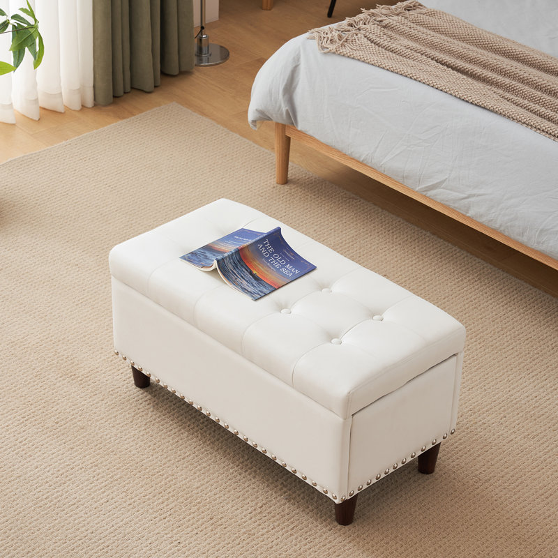 Repose-pieds en cuir Gagny, Similicuir beige