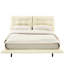 Grand lit flottant rembourré avec lumières DEL, plateforme en cuir Pu blanc, tête de lit à bouton. Conception pour un look moderne, six lumières de couleur chaleureuse, cadre confortable et silencieux-1317140566