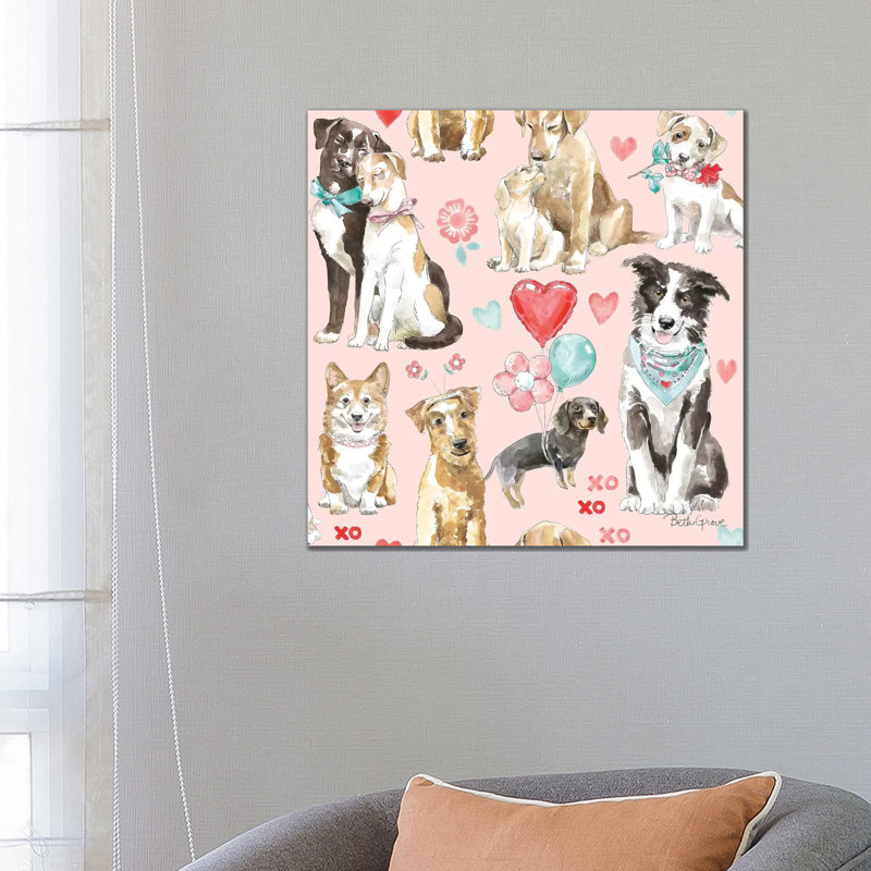 Paws Of Love Pattern IB by Beth Grove - Wrapped Canvas Print, 66.04 cm H x 66.04 cm W x 1.91 cm D