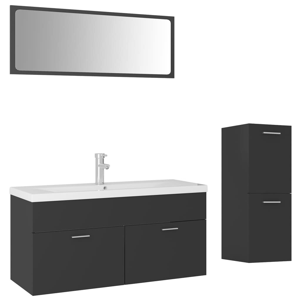 vidaXL Bathroom Furniture Set Grey Chipboard