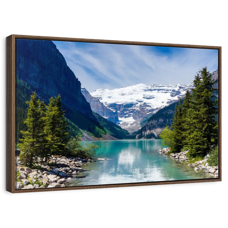 Splendide lac Louise, 13 po x 9 po, Cadre flottant en noyer