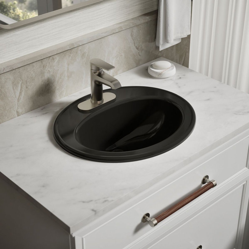 Pennington® Self-Rimming Drop-in Bathroom Sink with 4" Centers, No, Black