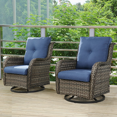 Tonry Wicker Outdoor Rocking Chairs with Cushions by Winston Porter