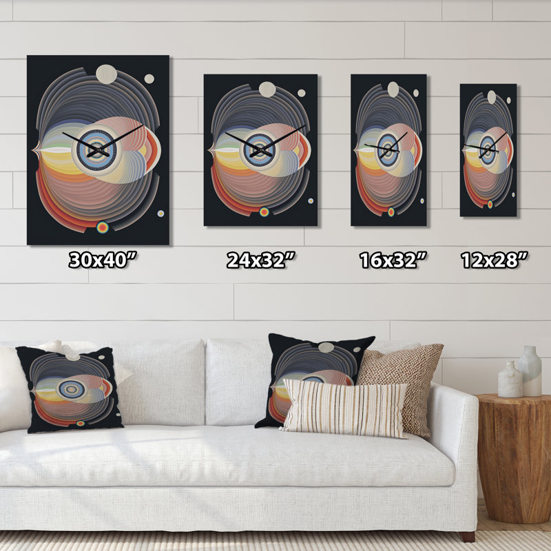 Horloge murale occultante effervescence de l'esprit III moderne, H 32 po x l 24 po x P 1 po