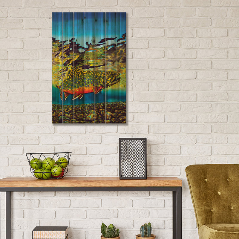 «Brook Trout» par Daniel Jean-Baptiste - peinture sur bois sans cadre