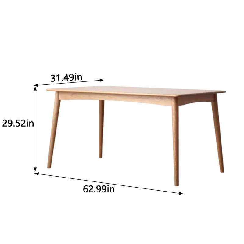 Table rectangulaire en bois massif domestique simple, L 31,49 po x L 62,99 po