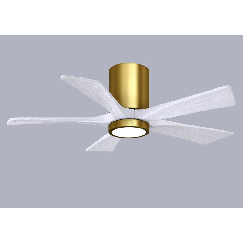 Ventilateur de plafond à 5 pales DEL avec ensemble d'éclairage inclus Irene, Laiton brossé, 42", Blanc mat