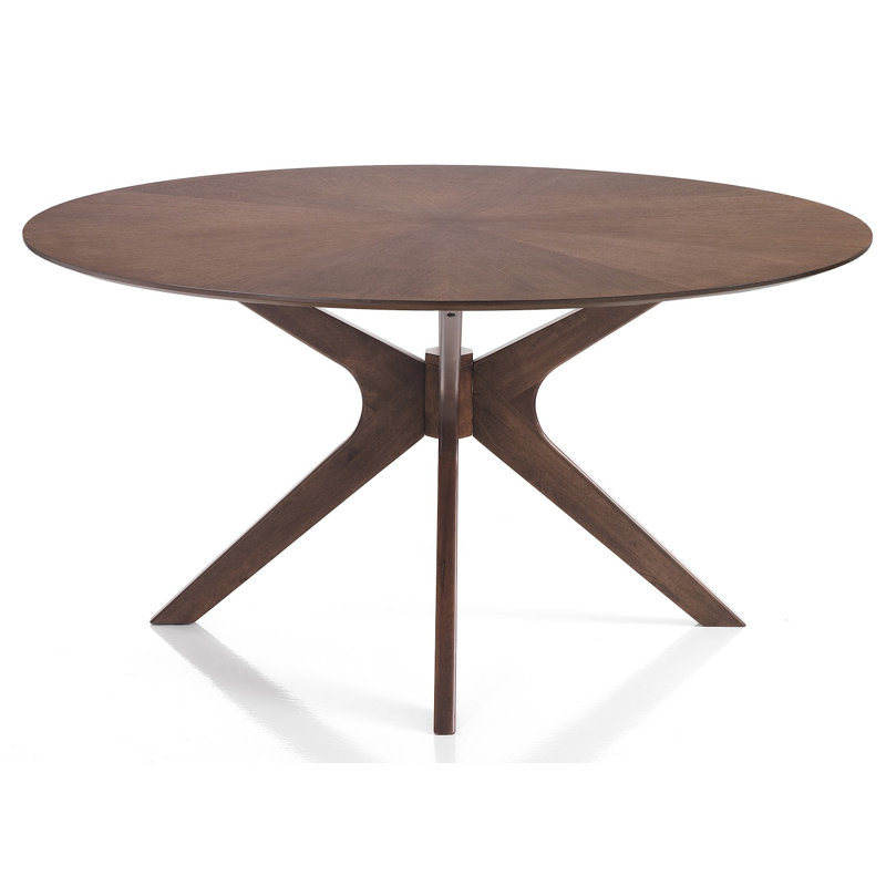 Tallin Walnut Round Solid Wood Base Dining Table