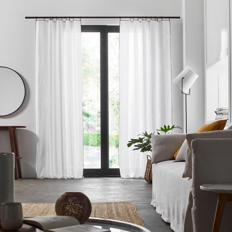 Dziedzic Panel Semi Sheer Single Curtain, 200 W x 280 D cm, White/Grey
