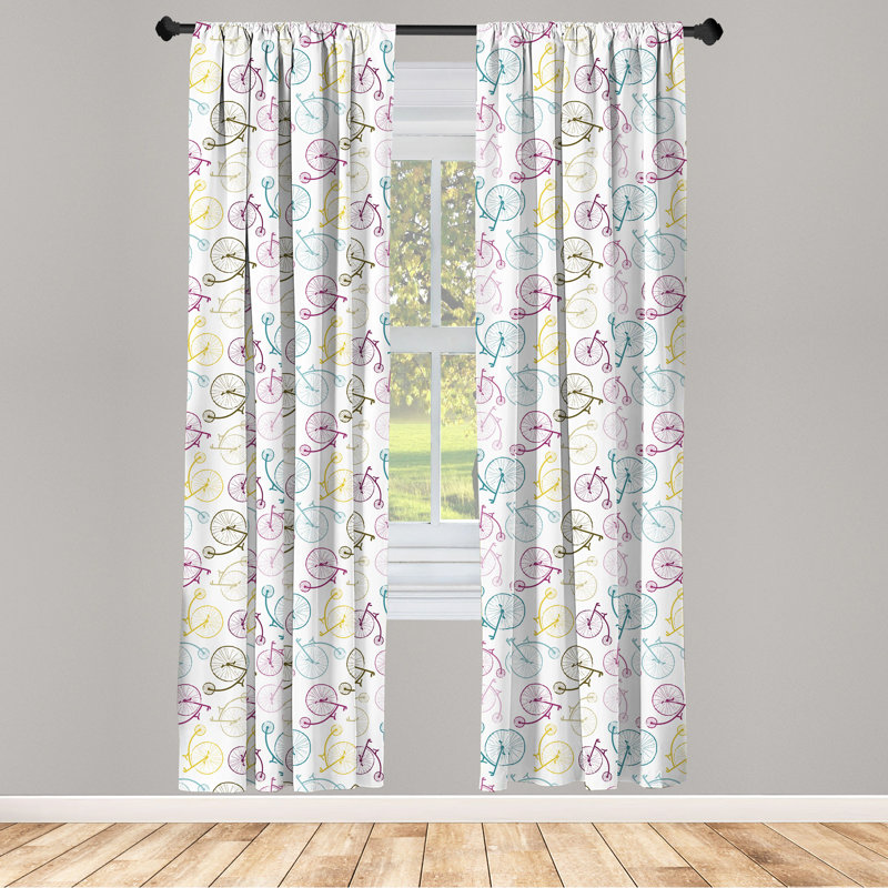 Bicycle Semi-Sheer Rod Pocket Curtain Panels, 28" x 84"
