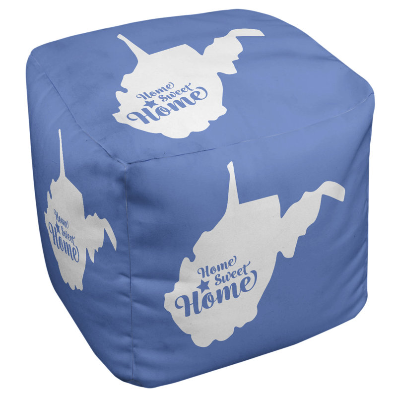 Upholstered Polyester Blend Cube, Blue