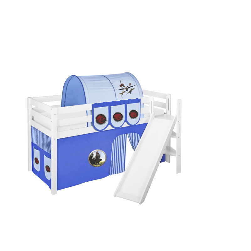 Jelle Mid Sleeper Bed with Curtain, Blue, Single (3')