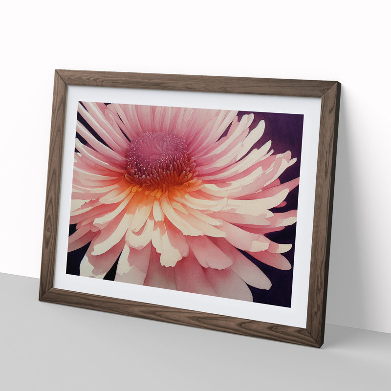 Chrysanthemum Watercolour Flower Vol.2 - Framed Print, 46cm H x 64cm W x 2cm D, Walnut Framed