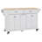 Kitchen Island With Rubber Wood Countertop, Kitchen Cart On 5 Wheels With Storage Cabinet And 2 Top Drawers And A Center Double Layered Storage Drawer For Dinning Room, White-1607546863