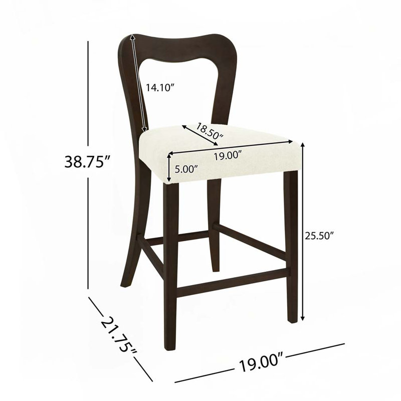 Tabouret de comptoir en bois massif, tabourets de bar, Beige, Marron foncé