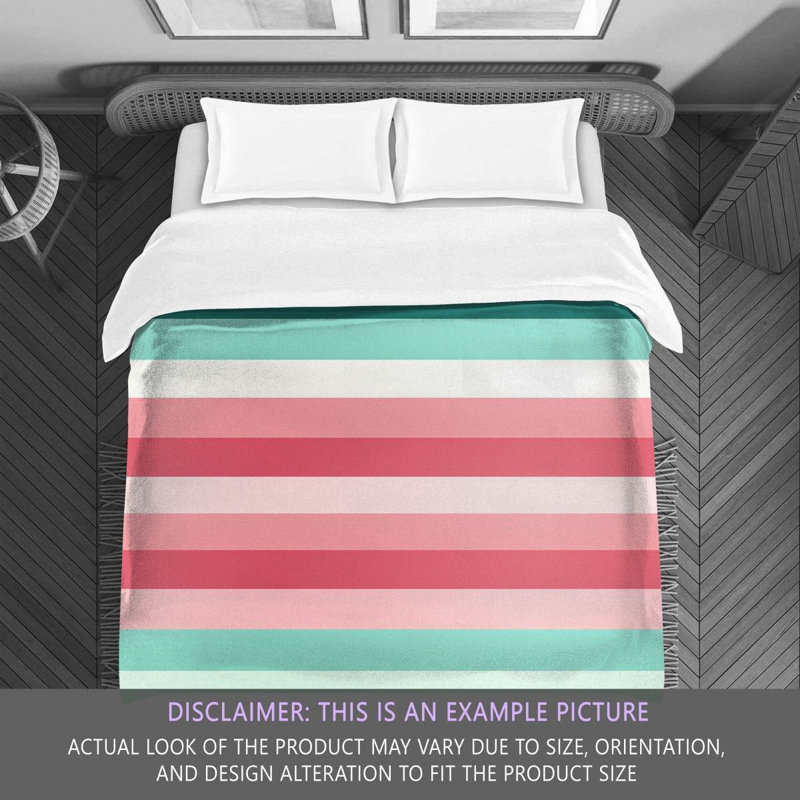 Striped Comforter, Twin Extra Long Comforter, Green/Pink