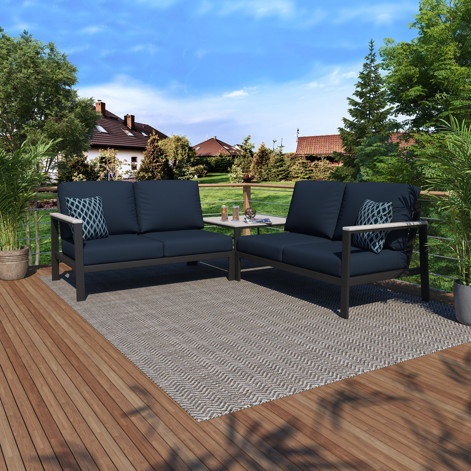Townsend 4-Person Patio Seating Group, Canvas Navy Sunbrella® Canvas