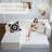 106.5" Convertible L-Shaped Sectional Sofa Bed, 4-In-1 Corduroy Floor Couch, High-Resilience Foam, 1300LBS Capacity, Cream White-1774455266