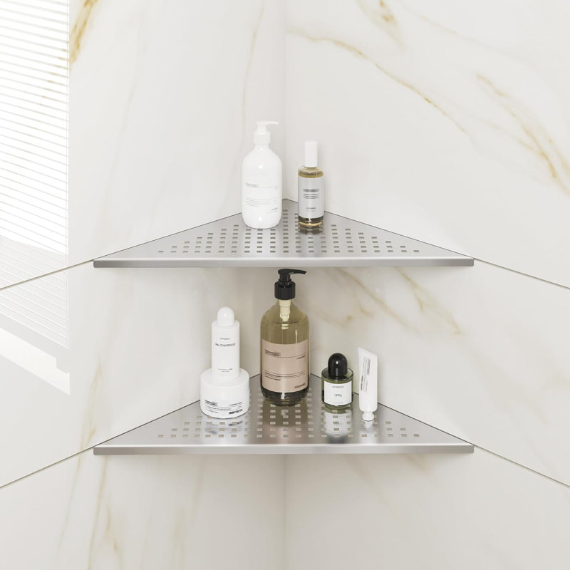 Ensemble de 2 tablettes de douche encastrées pour murs carrelés, organisateur de rangement flottant en acier inoxydable 304 pour salle de bain