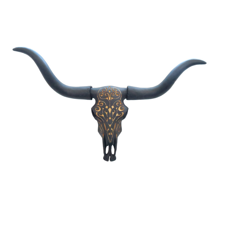 Décoration murale faux tribal Texas Longhorn, Doré / Noir