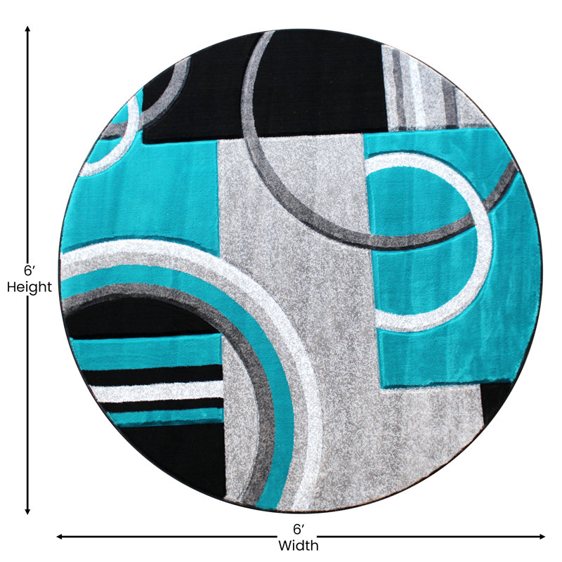 Skakke Modern Geometric Design Abstract Area Rug, Round 5'3"