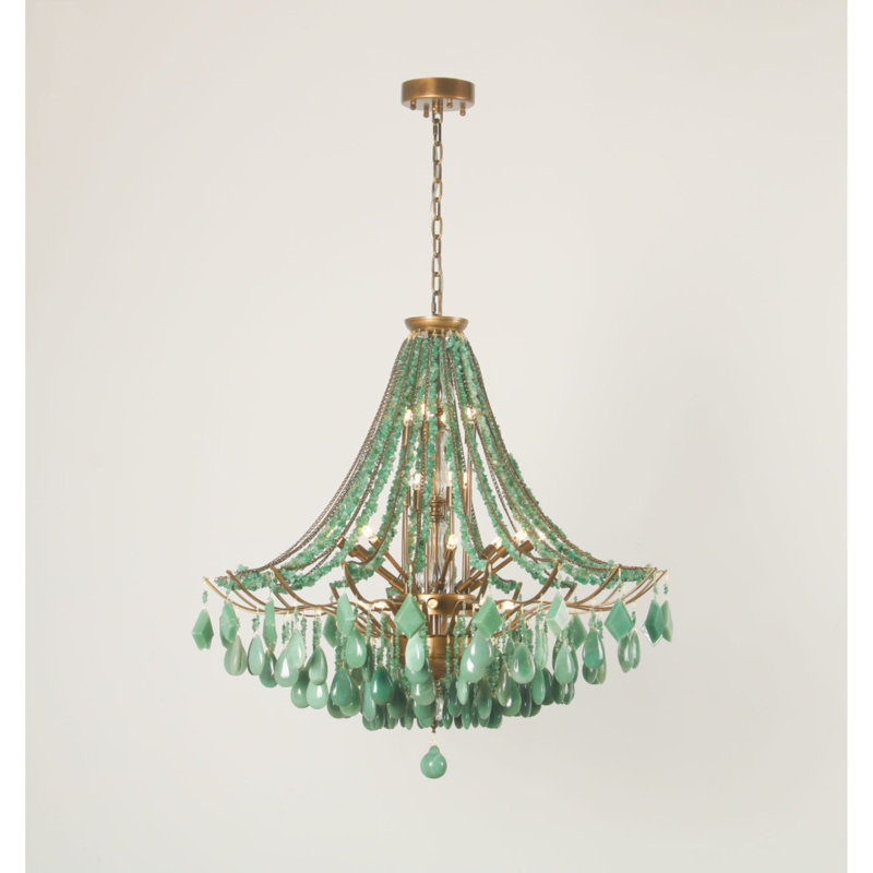 Lustre en cristal Agate, Transparent, Bronze brillant, 27" Diameter x 29" Height