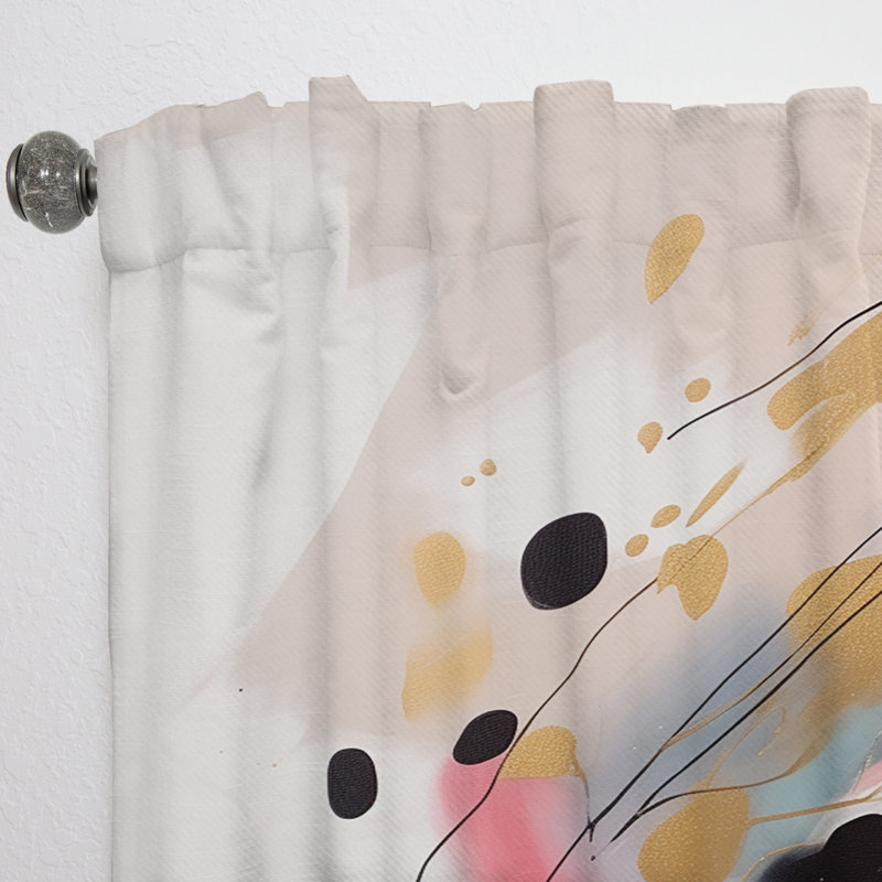 Kiaja - Peinture abstraite coup de pinceau IV - Rideau moderne - Velours obscurcissant - 1 panneau, L 52 po x L 108 po