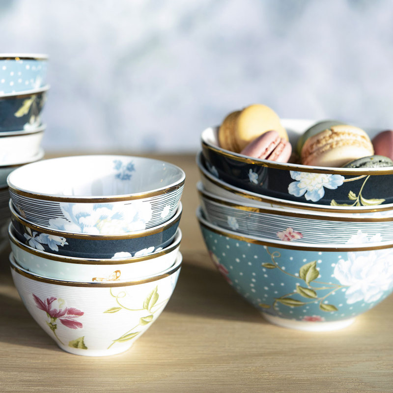 Heritage Blue and White Ceramic Cereal Bowls Set of 4