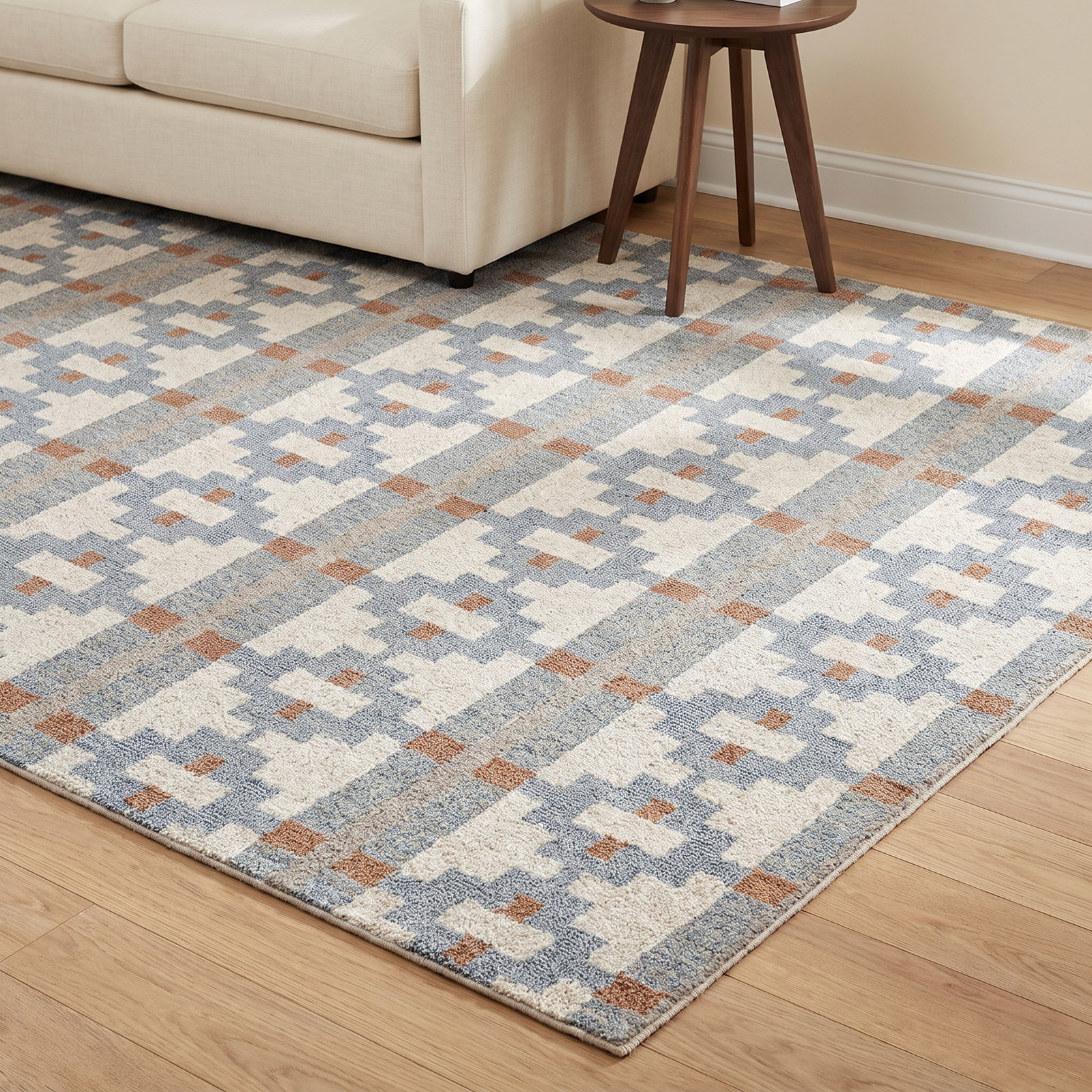 Elsey Hand-Tufted Geometric Wool Rug, Rectangle 7'9" x 9'9"