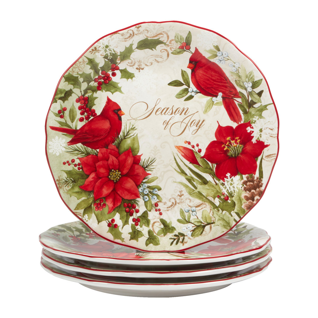 Winter''s Medley Set Of 4 Dinner Plates Certified International