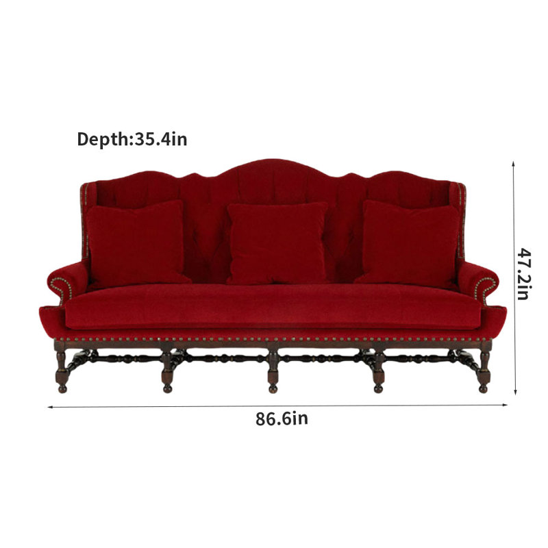 Canapé 86,6 po Retro, Rouge, Brun