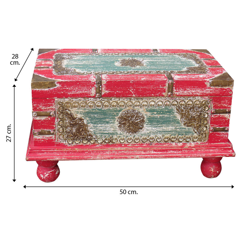 Armisha Blanket Chest, Aged Red/Blue