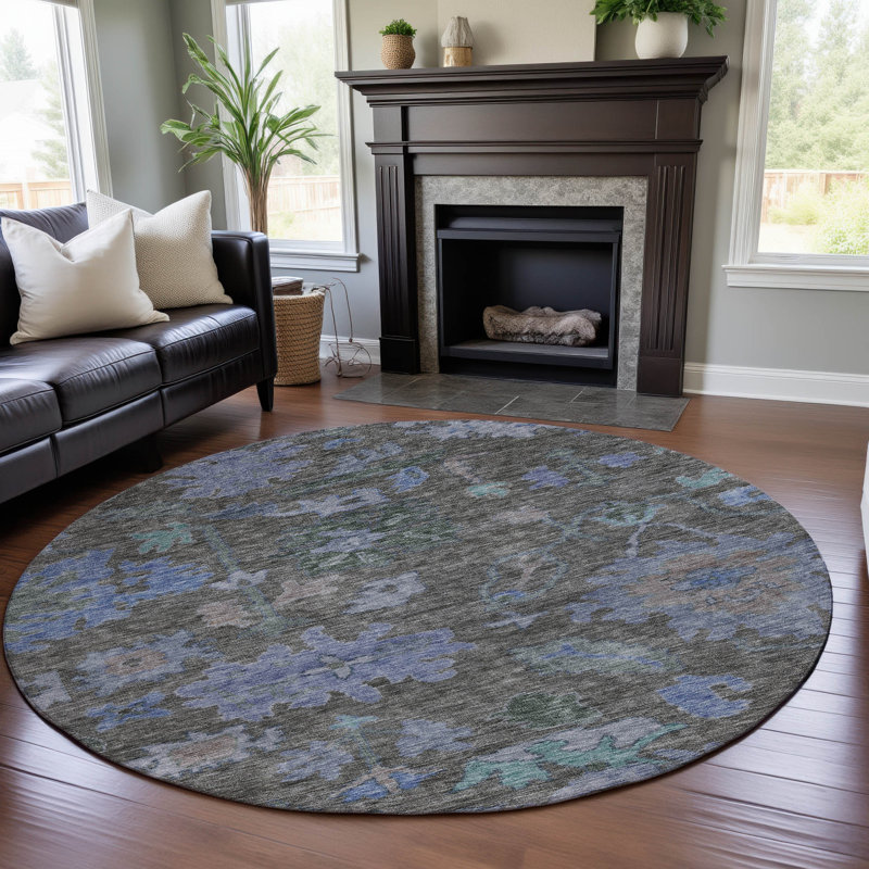 Premium Machine Washable Konopka AMF1108 Global Rug, Round 8'