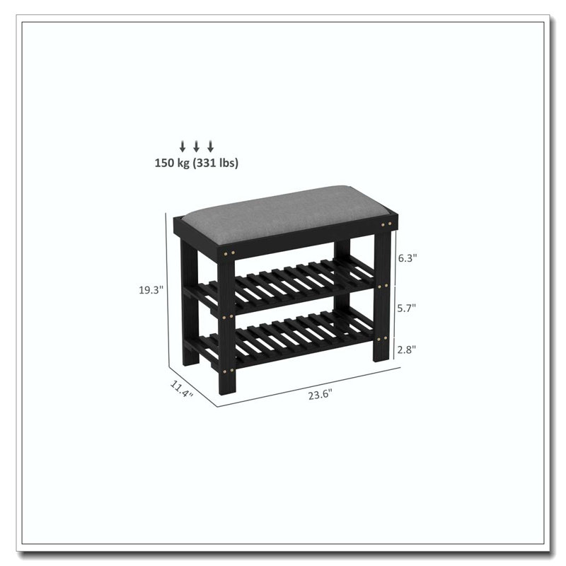 Shoe Organizer,Shoe Storage Bench, 19.3" H x 23.6" W x 11.4" D