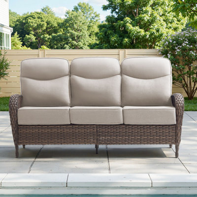 70.5" Outdoor 3 Seat Sofa, Luxury 6" Water-Resistant Olefin Cushions Deep Wide Seat by Winston Porter