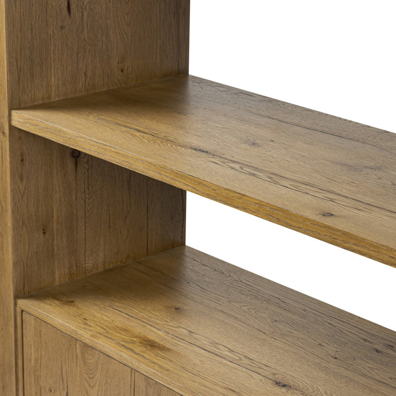 Fisher Bookcase-Smoked Black Veneer, Rustic Amber Oak Veneer