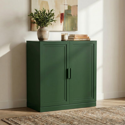  Armoire de rangement en bois avec tablettes réglables pour le hall d'entrée de la cuisine, l 36 po x l 31 po, vert forêt