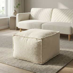 Repose-pieds en peluche, tissu d'inspiration bouclée, conception de cube moderne, repose-pieds avec repose-pieds, repose-pieds moelleux pour le salon et la chambre à coucher