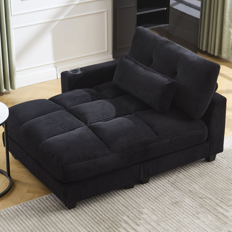 Canapé-lit, canapé surdimensionné et confortable, idéal pour la détente et les espaces de vie multifonctionnels, Noir