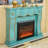 Black Solid Wood Electric Fireplace-1067822671