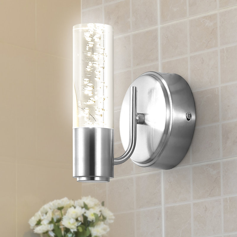 Amima Minimalist Modern Bubble Acrylic/Iron Integrated LED Vanity Light, Chrome, 1