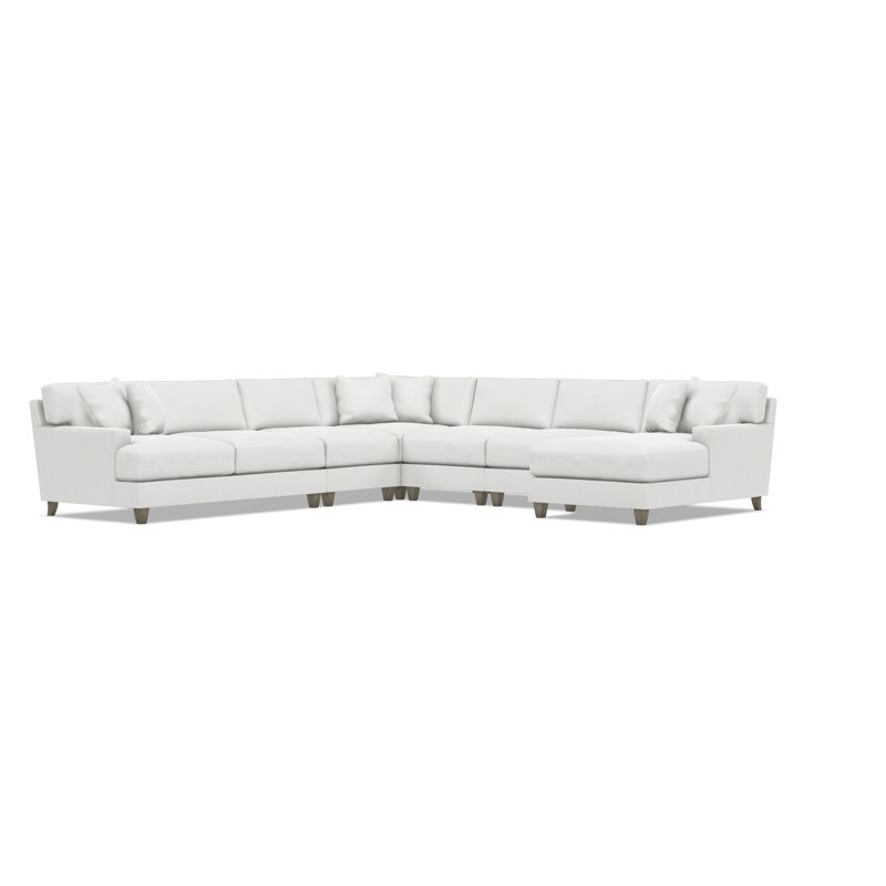 Bernhardt Mila 6-Piece Fabric Sectional, Right Hand Facing, White Polyester Blend, 33.5" H x 137" W x 137" D