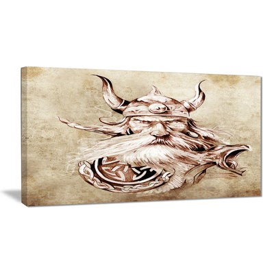 « viking warrior tatouage sketch », impression sur toile
